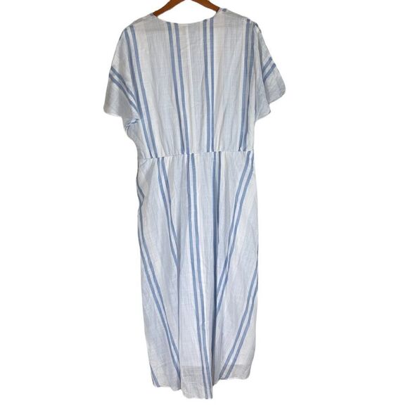 Studio I White And Blue Stripes Short Sleeve V-Neck Dress, Size 14, NWT - Picture 4 of 7